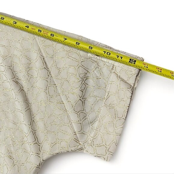 Michael Kors Womens Metallic Print Top With Ruched Hem & Button Detail, New - Picture 12 of 14